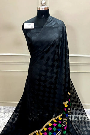 Black Resham Silk Banarasi Saree