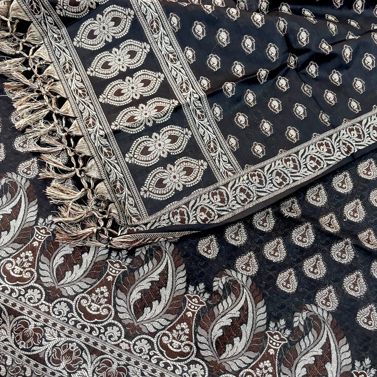Black Surahi Buti Cotton Silk Banarasi Suit 