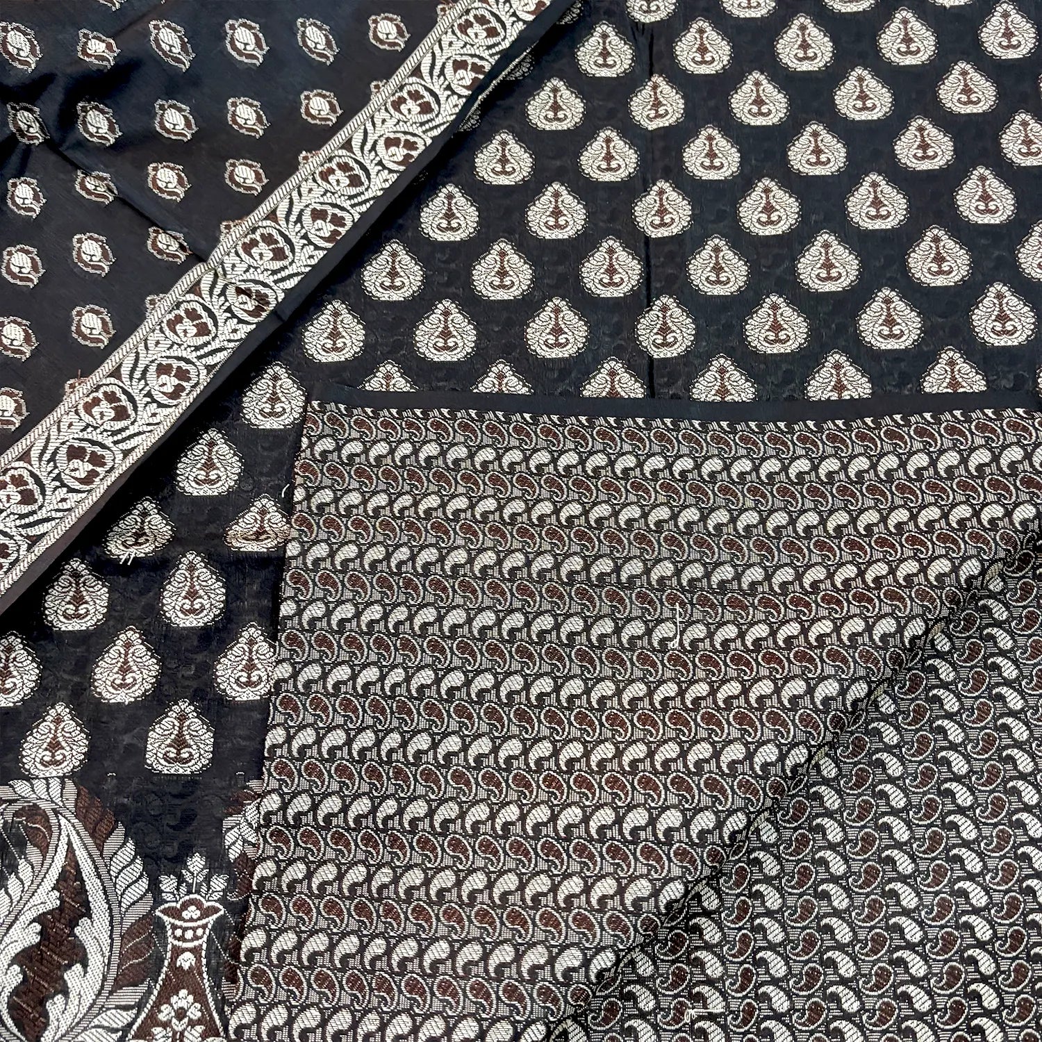 Black Surahi Buti Cotton Silk Banarasi Suit 