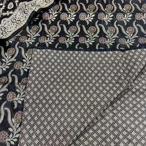 Black Yoga Jaal Cotton Silk Banarasi Suit