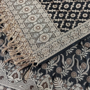 Black Yoga Jaal Cotton Silk Banarasi Suit