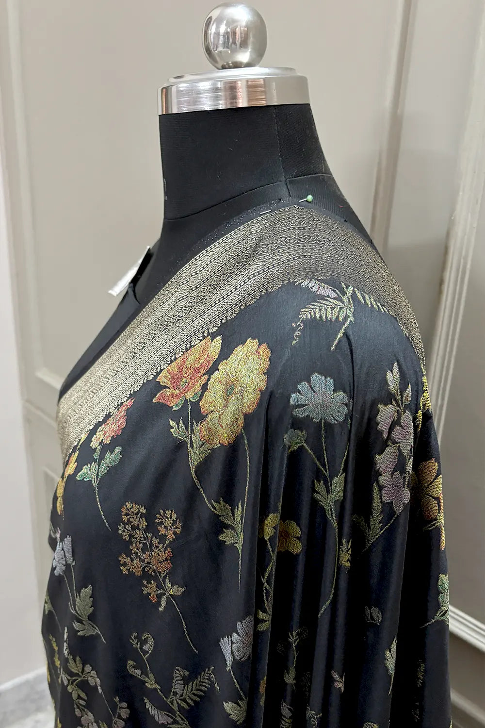 Black Zari Georgette Silk Banarasi Saree