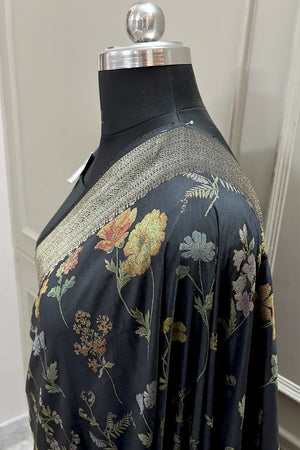 Black Zari Georgette Silk Banarasi Saree