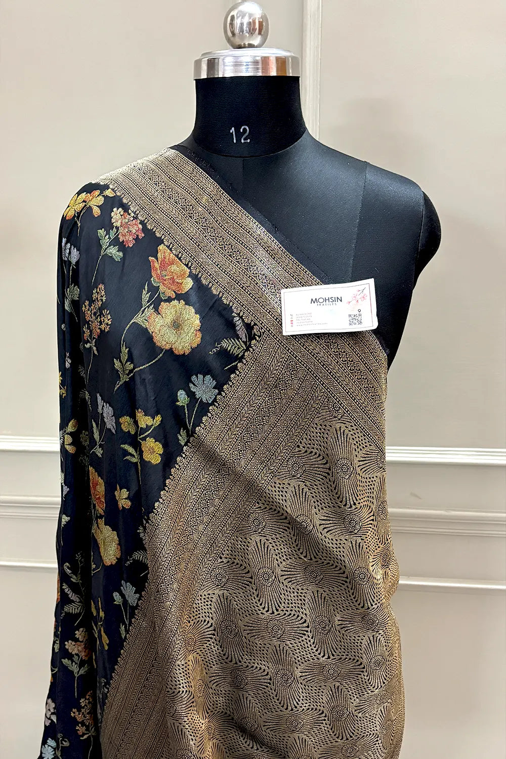 Black Zari Georgette Silk Banarasi Saree