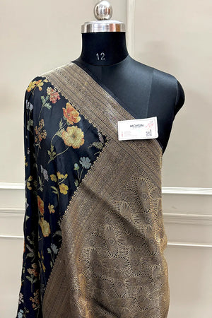 Black Zari Georgette Silk Banarasi Saree