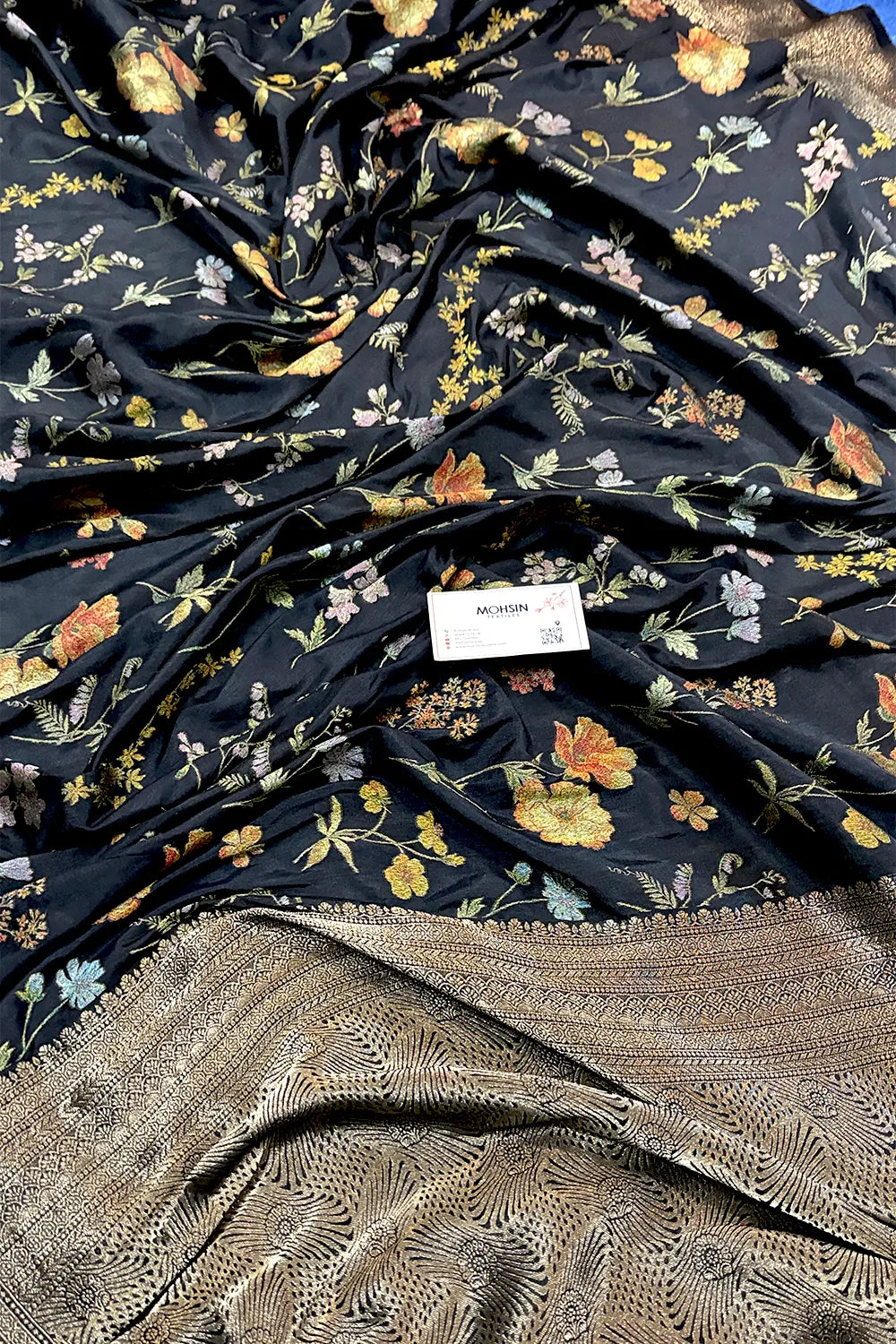 Black Zari Georgette Silk Banarasi Saree