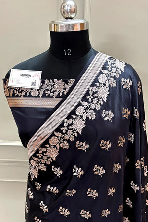 Black Zari Katan Silk Banarasi Saree