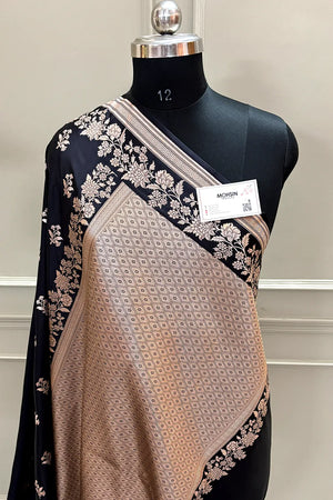 Black Zari Katan Silk Banarasi Saree