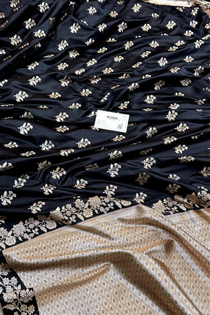 Black Zari Katan Silk Banarasi Saree
