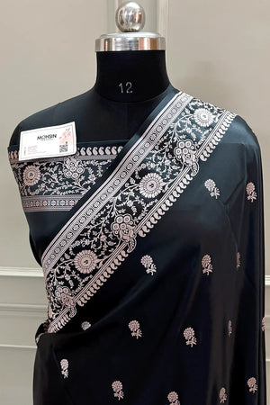 Black Zari Katan Silk Banarasi Saree