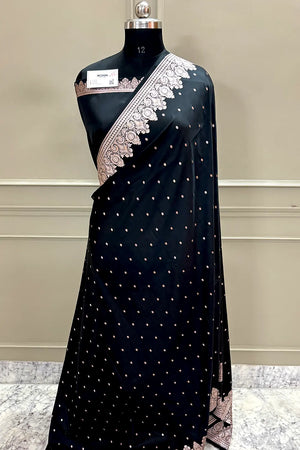 Black Zari Katan Silk Banarasi Saree