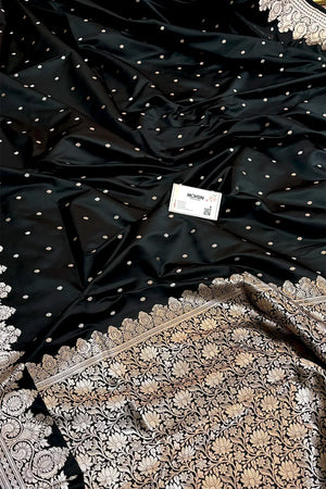 Black Zari Katan Silk Banarasi Saree