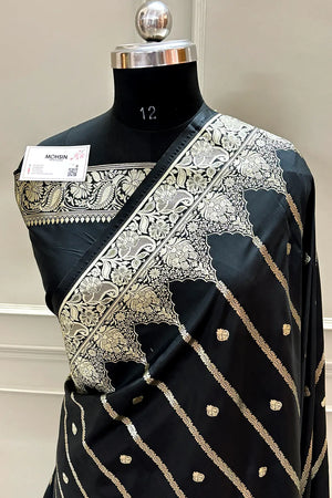 Black Zari Katan Silk Banarasi Saree