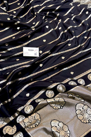 Black Zari Katan Silk Banarasi Saree