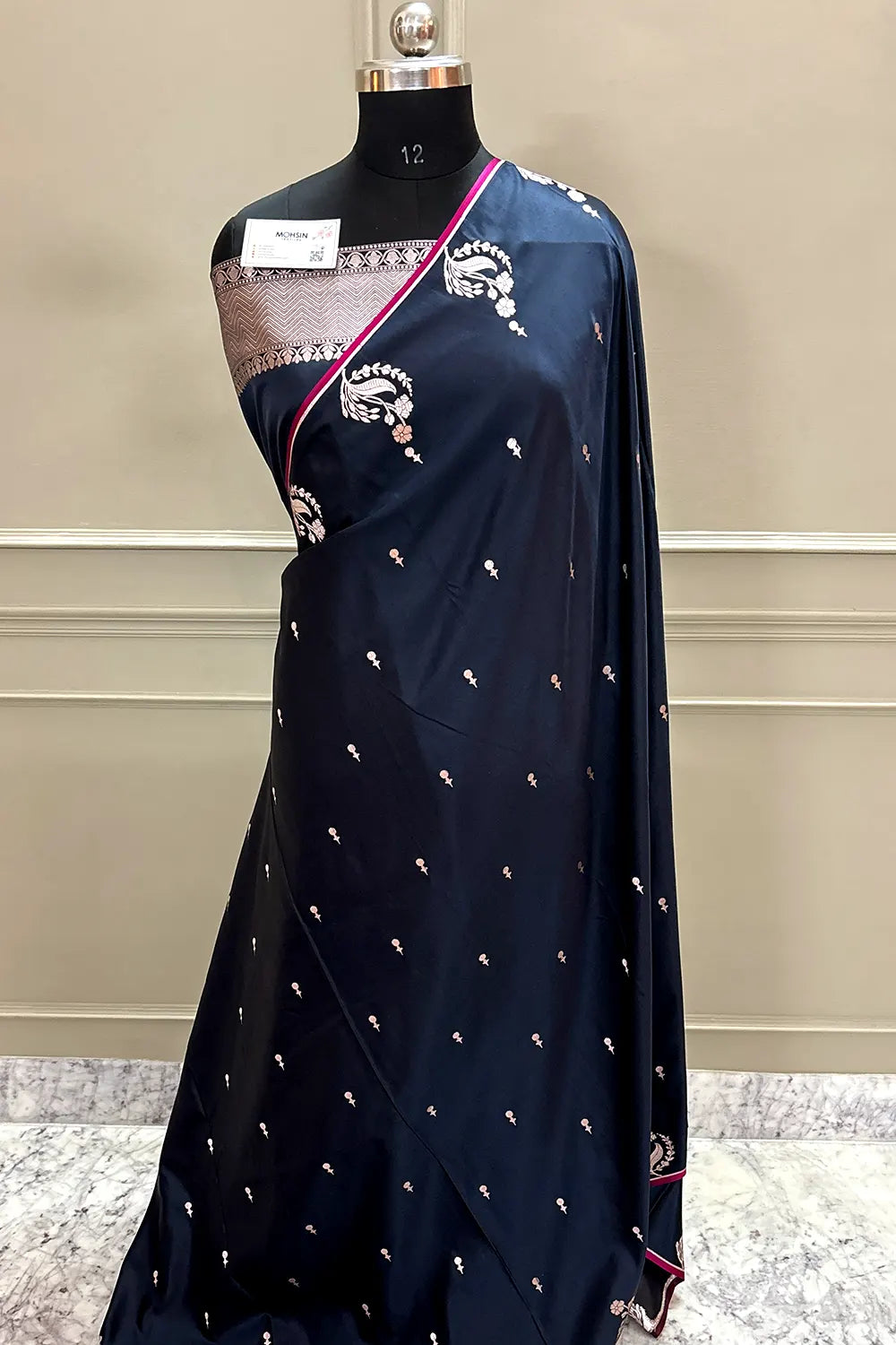 Black Zari Katan Silk Banarasi Saree