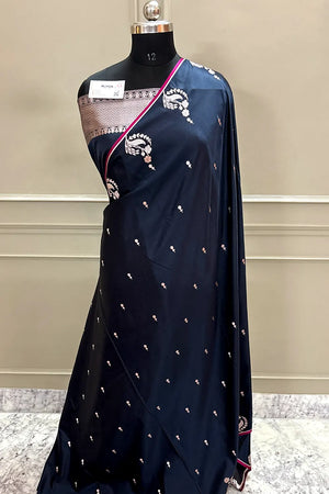Black Zari Katan Silk Banarasi Saree