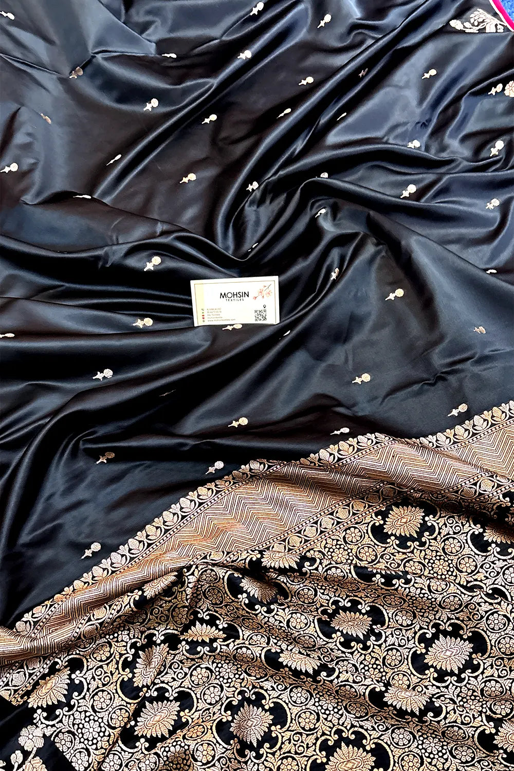 Black Zari Katan Silk Banarasi Saree