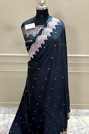 Black Zari Katan Silk Banarasi Saree