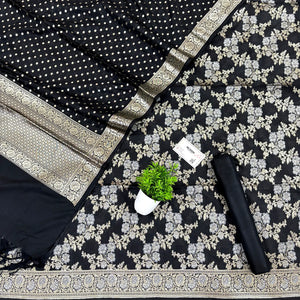 Black Zari Katan Silk Banarasi Suit
