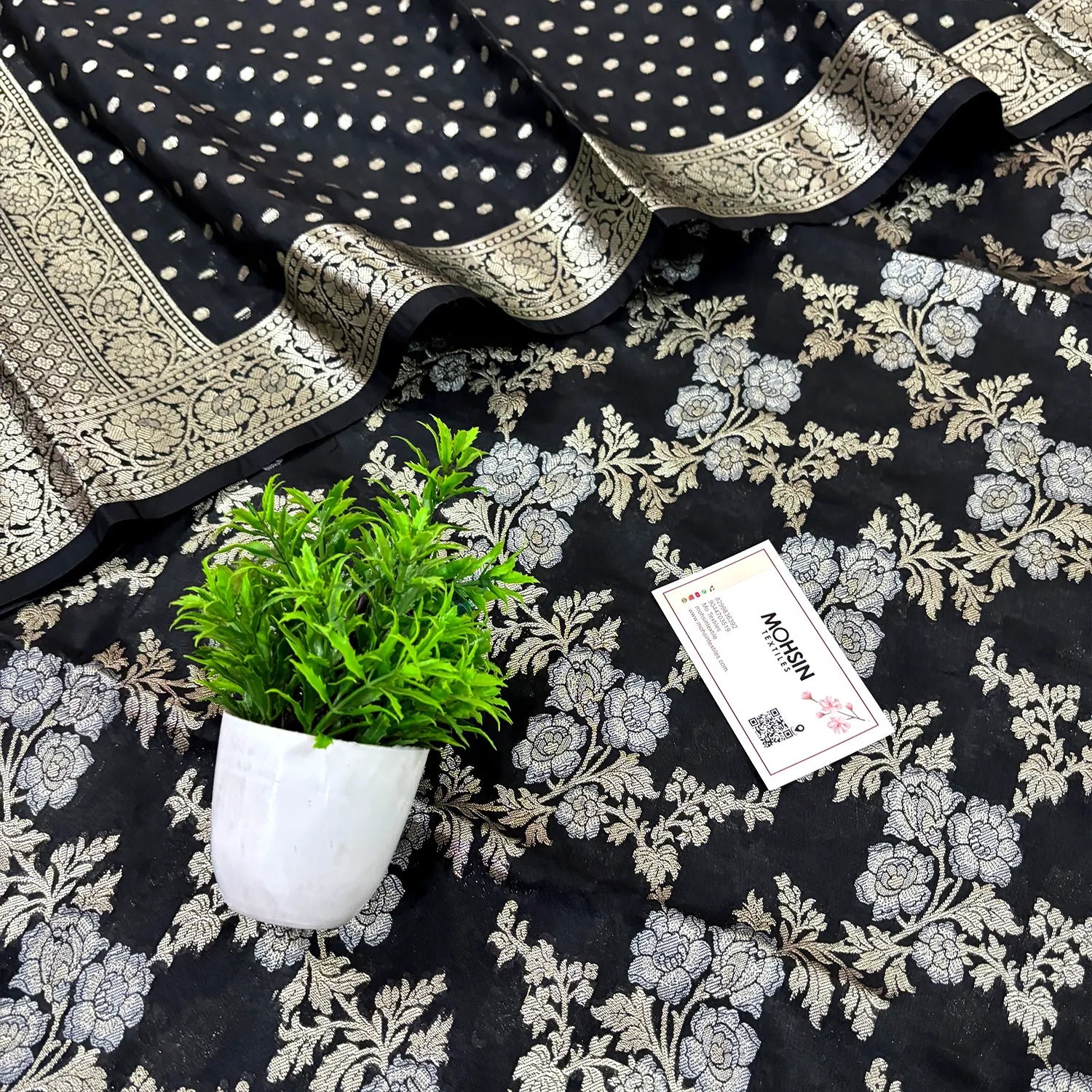 Black Zari Katan Silk Banarasi Suit