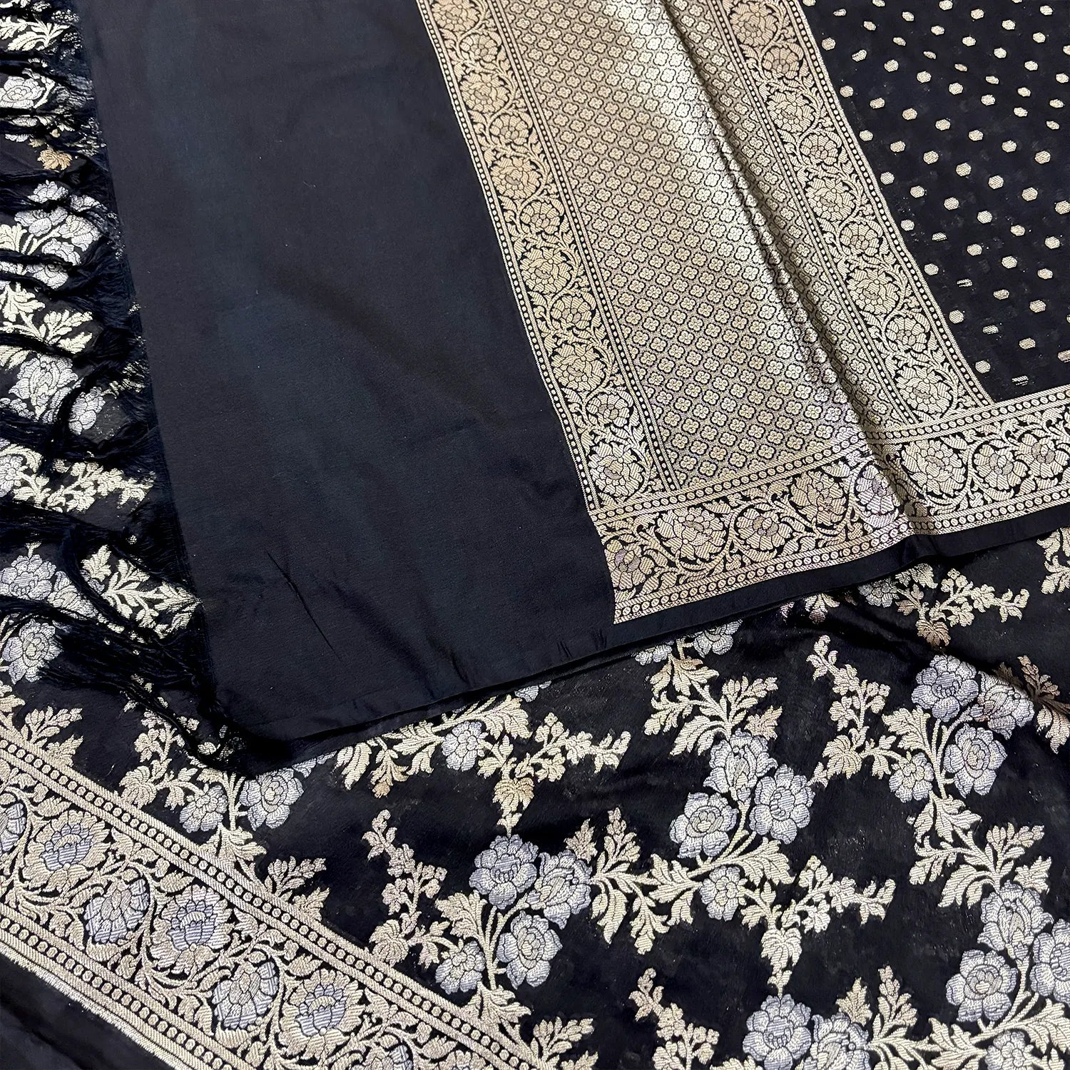 Black Zari Katan Silk Banarasi Suit