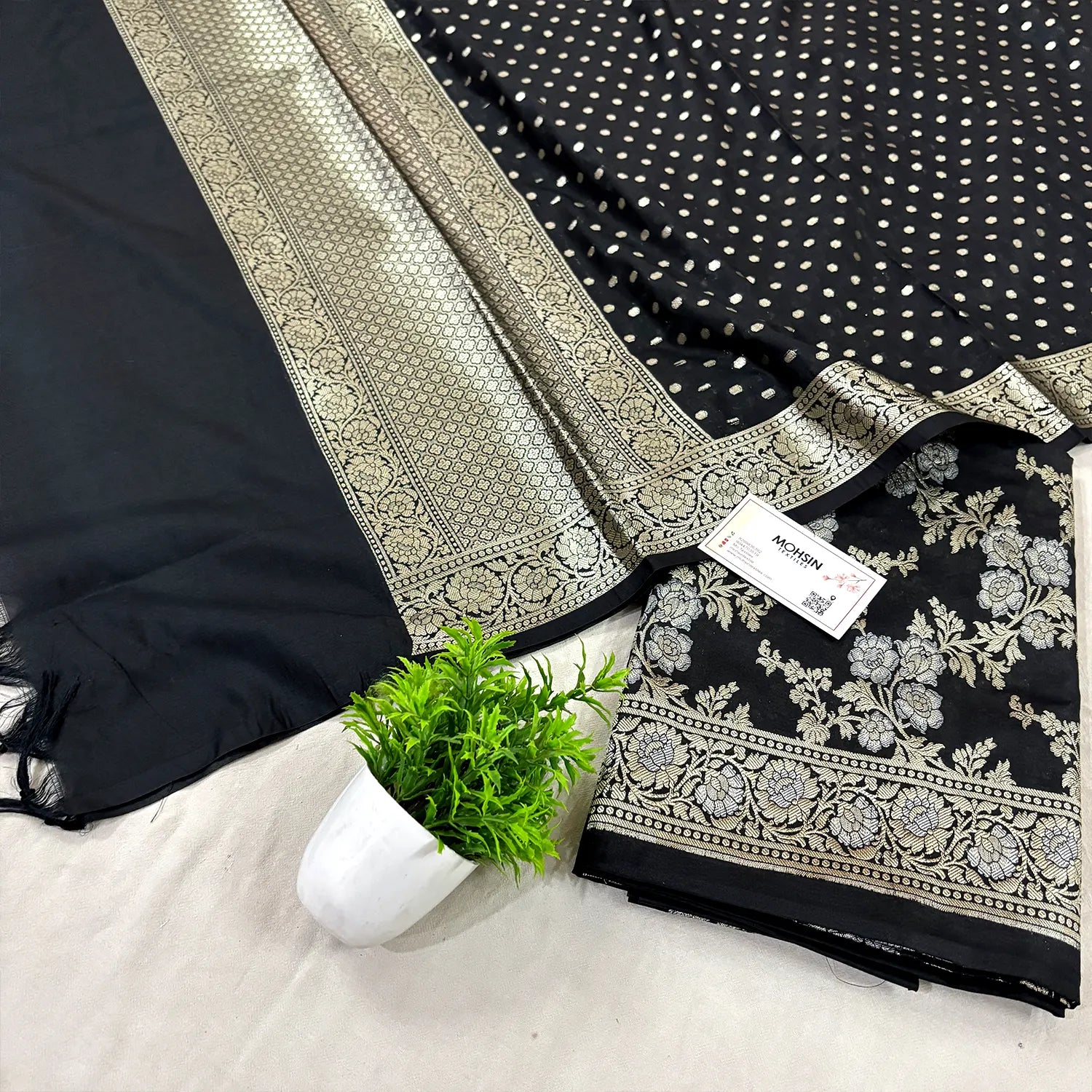 Black Zari Katan Silk Banarasi Suit