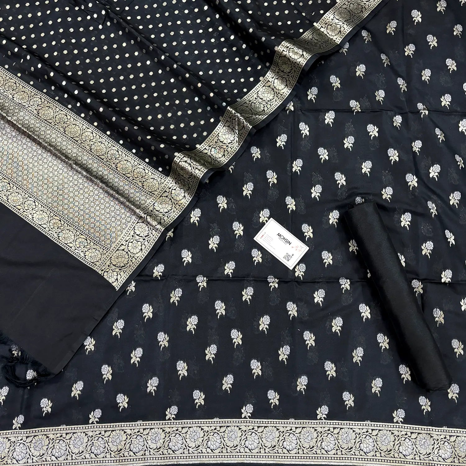 Black Zari Katan Silk Banarasi Suit