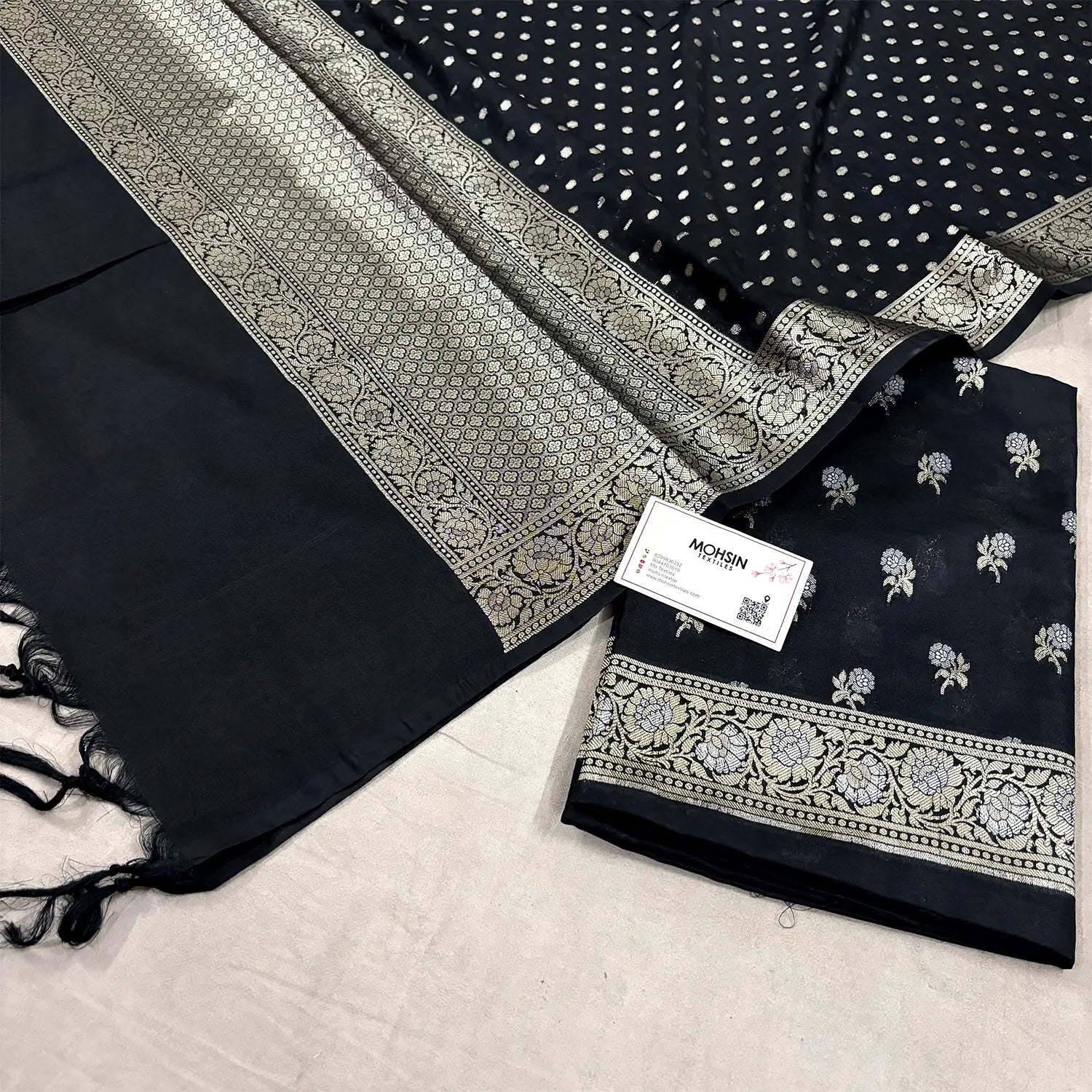 Black Zari Katan Silk Banarasi Suit