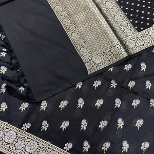 Black Zari Katan Silk Banarasi Suit