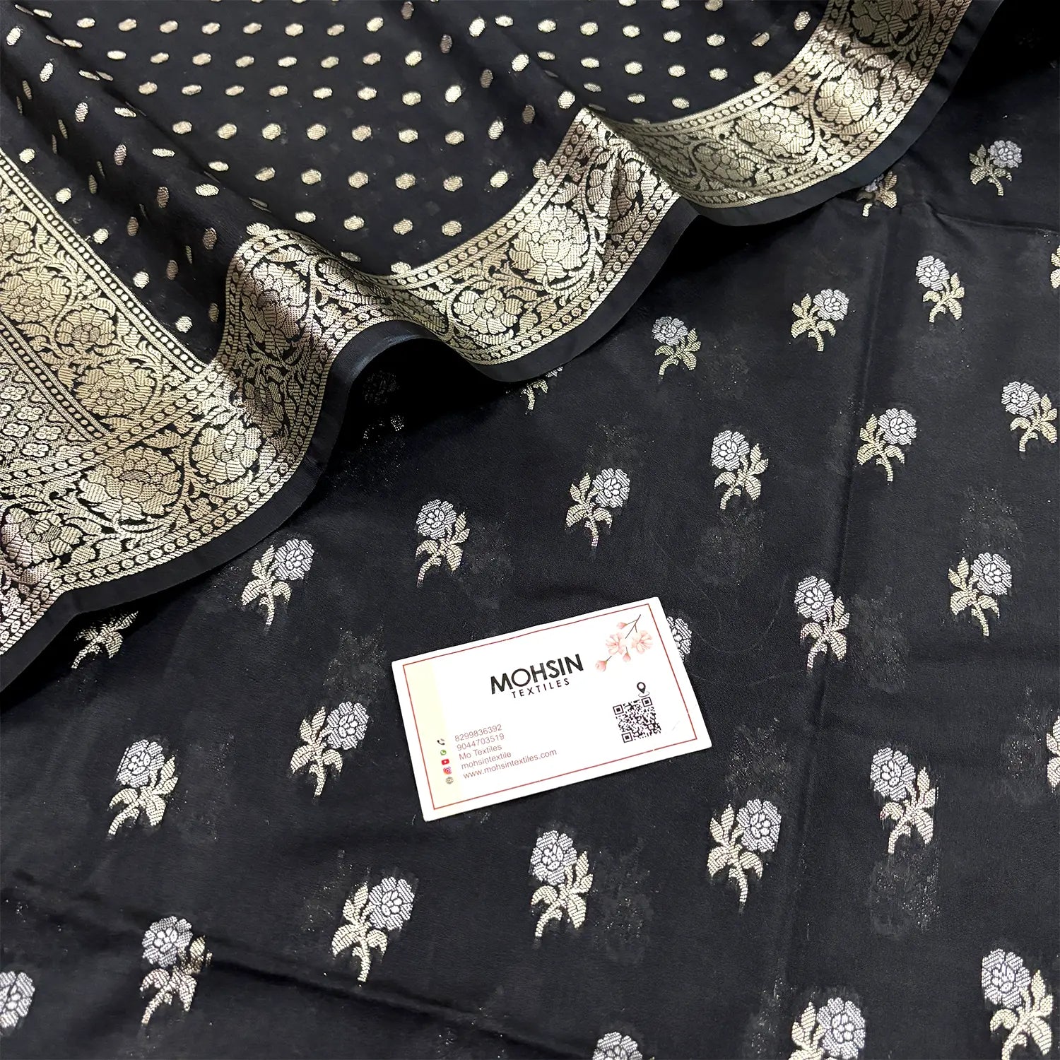 Black Zari Katan Silk Banarasi Suit
