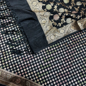 Black Zari Katan Silk Banarasi Suit