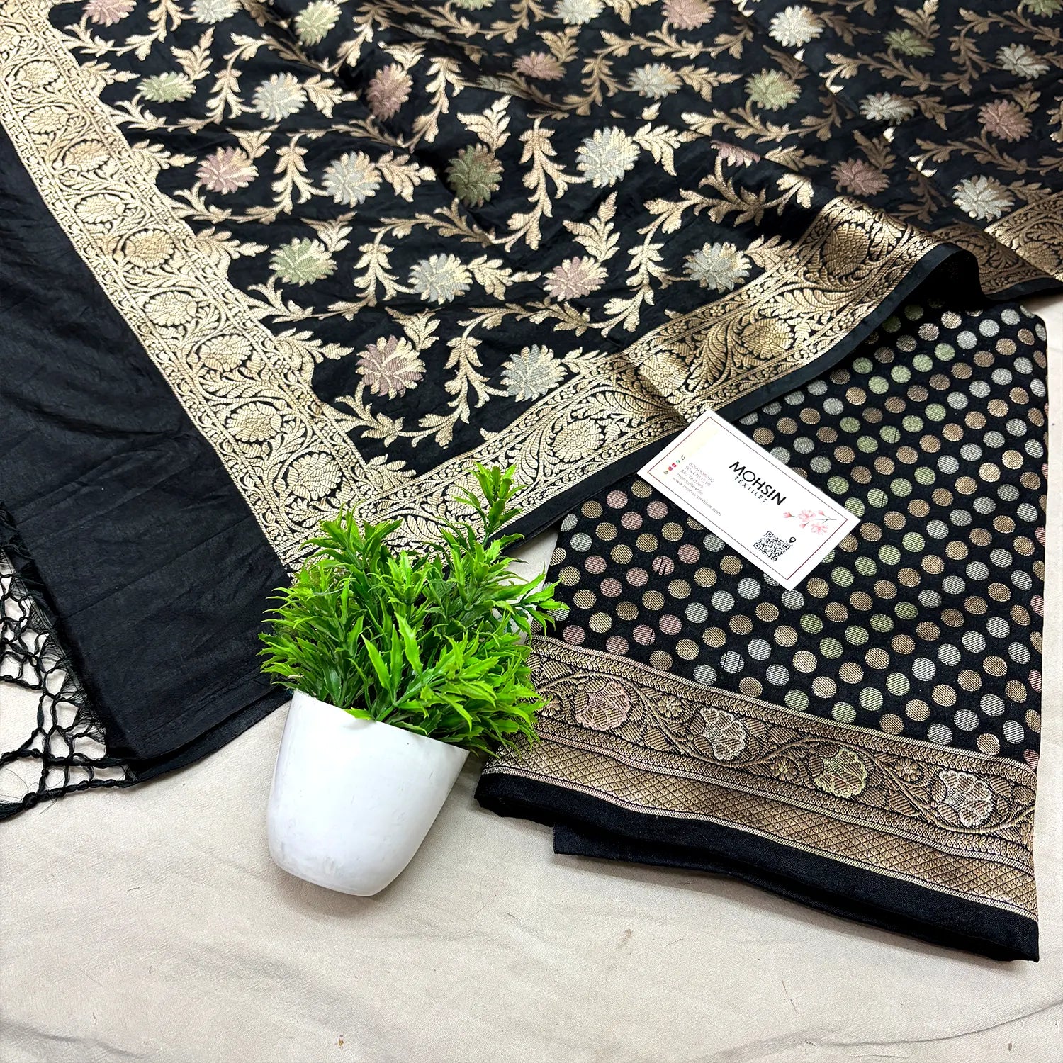 Black Zari Katan Silk Banarasi Suit