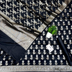 Black Zari Katan Silk Banarasi Suit