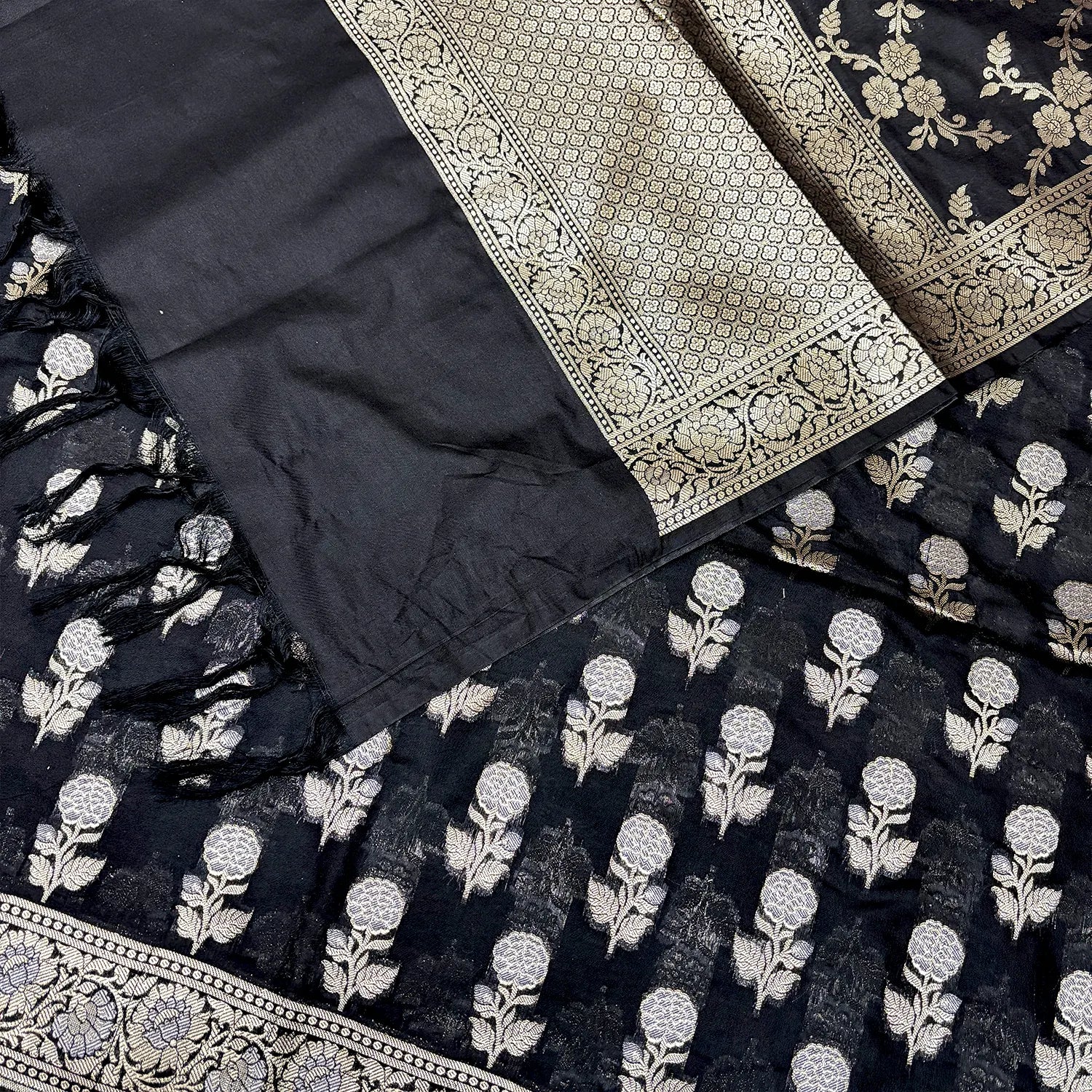 Black Zari Katan Silk Banarasi Suit