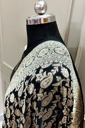 Black Zari Pure Georgette Silk Banarasi Suit