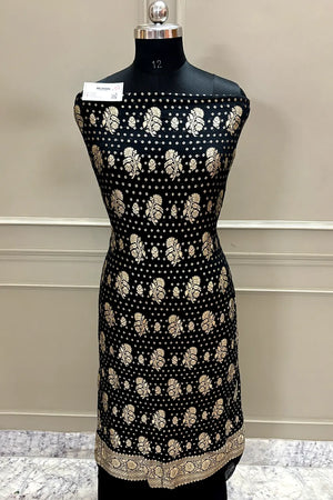 Black Zari Pure Georgette Silk Banarasi Suit