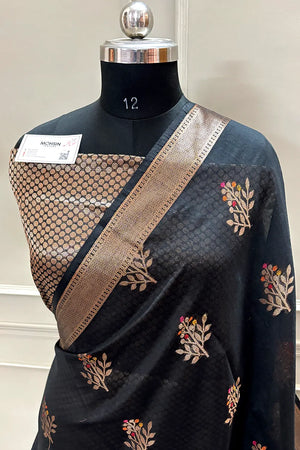 Black Zari Resham Banarasi Silk Saree