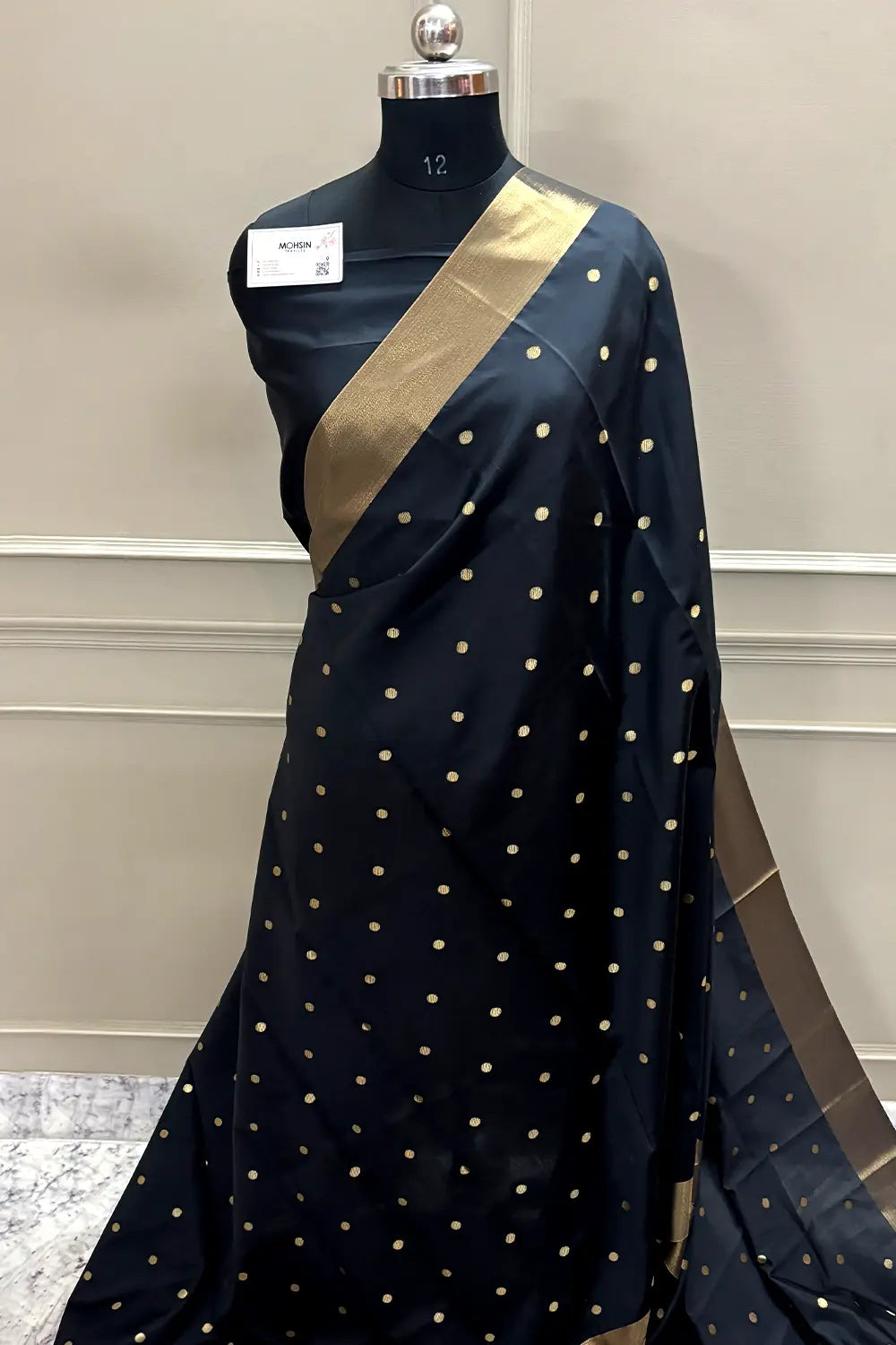 Black Zari Semi Katan Silk Banarasi Saree