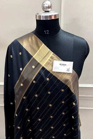 Black Zari Semi Katan Silk Banarasi Saree
