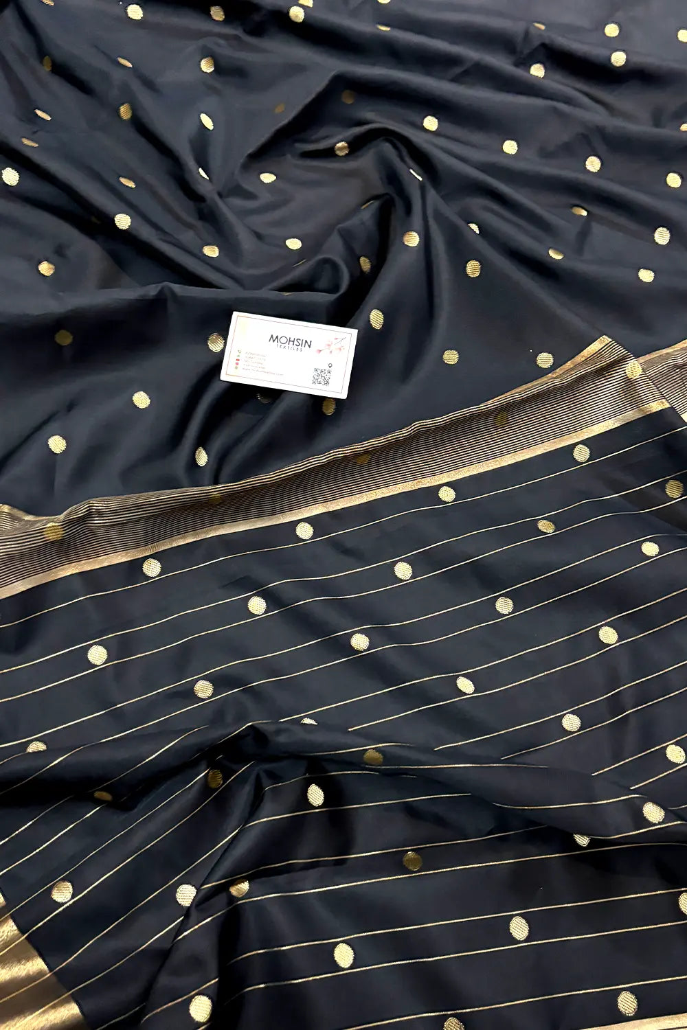 Black Zari Semi Katan Silk Banarasi Saree