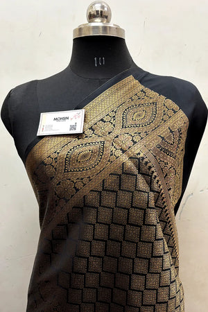 Black  Zari Semi Katan Silk Banarasi Saree