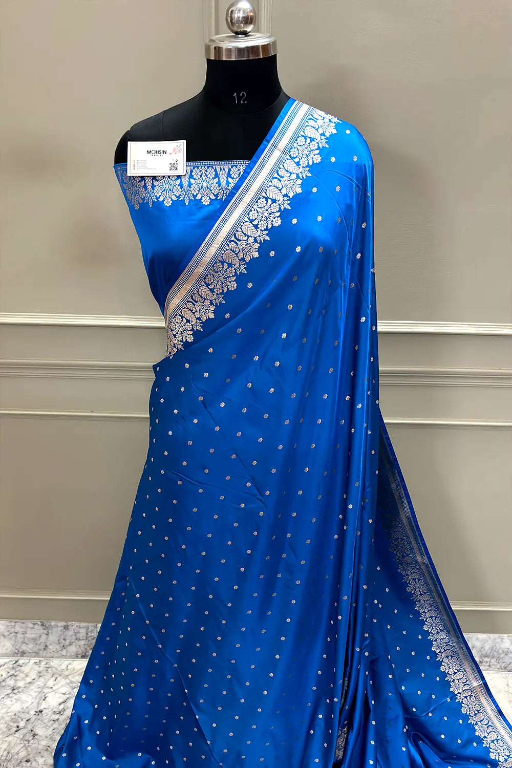 Blue Hawahawai Buti Katan Silk Banarasi Saree