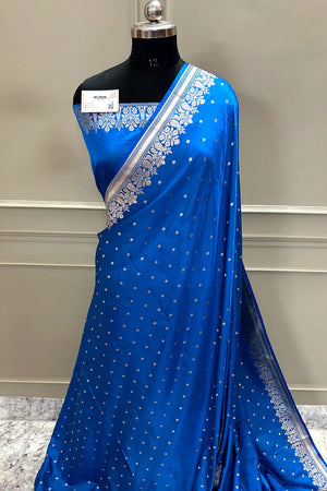 Blue Hawahawai Buti Katan Silk Banarasi Saree