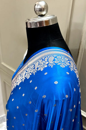 Blue Hawahawai Buti Katan Silk Banarasi Saree