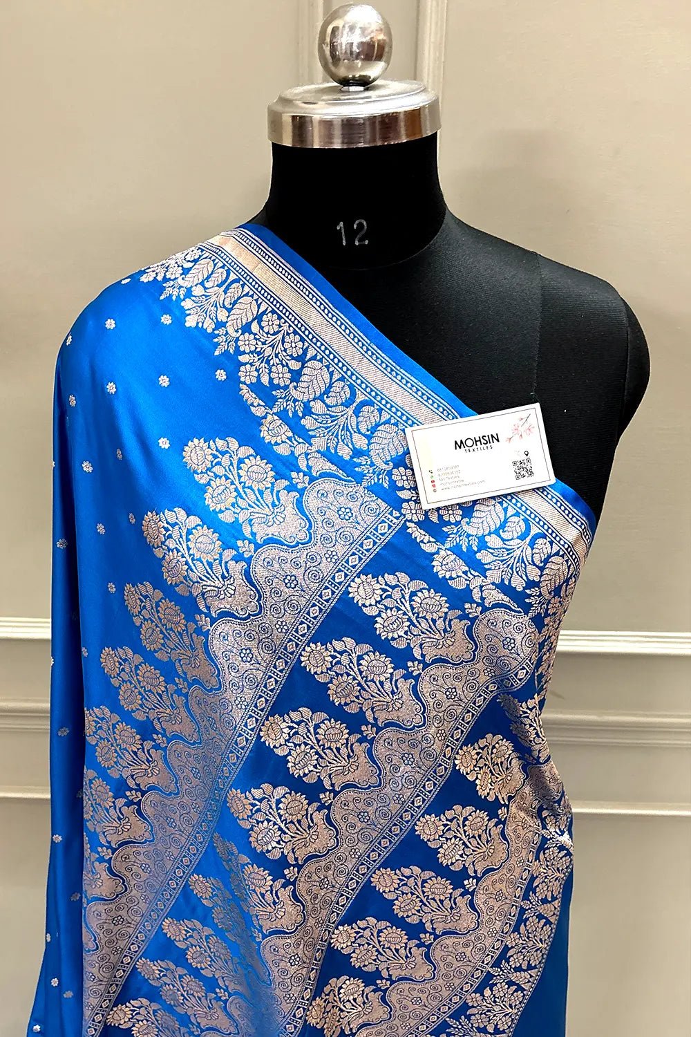 Blue Hawahawai Buti Katan Silk Banarasi Saree