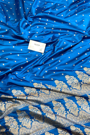 Blue Hawahawai Buti Katan Silk Banarasi Saree