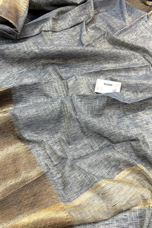 Blue Linen Silk Banarasi Saree