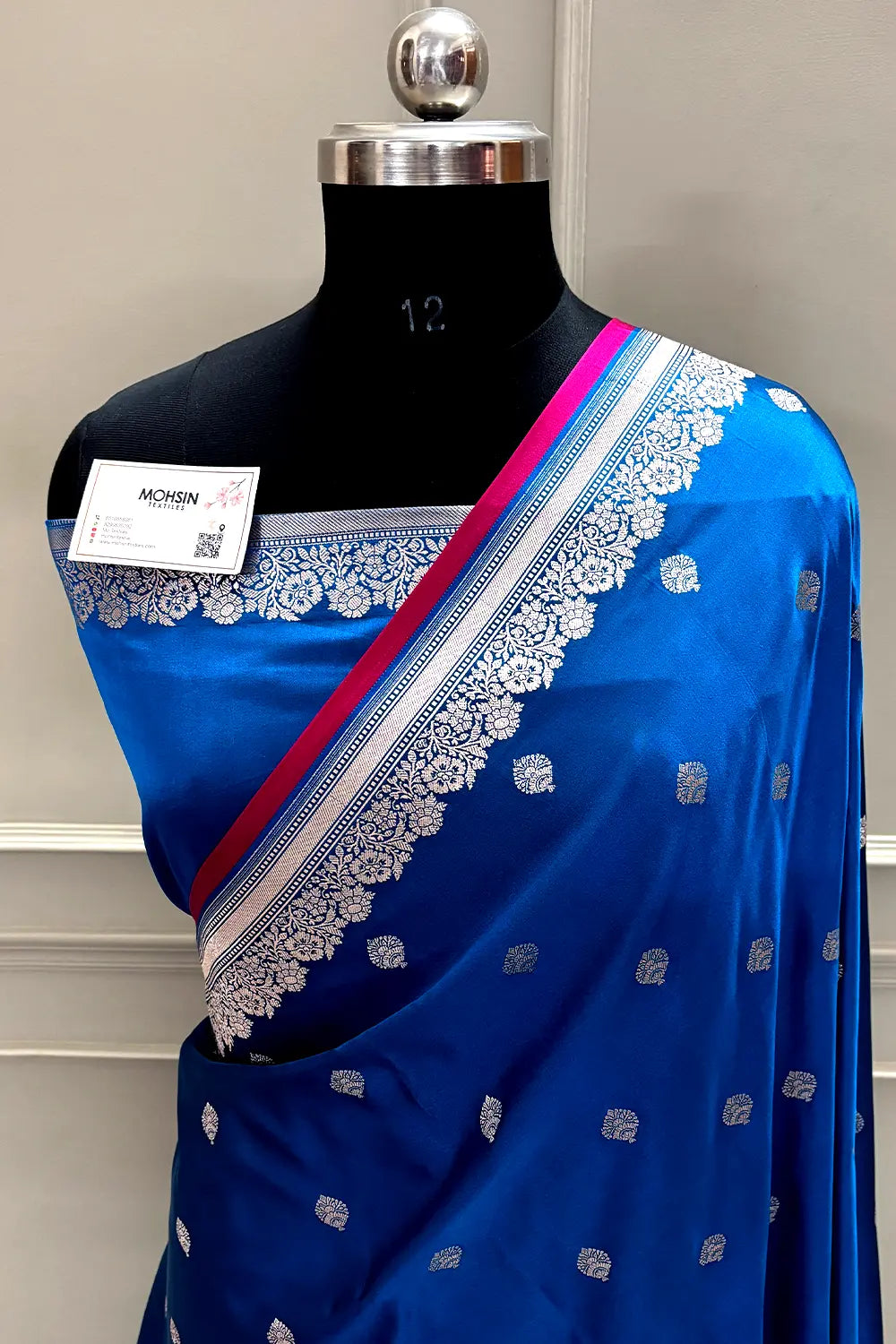 Blue Zari Katan Mashru Silk Banarasi Saree