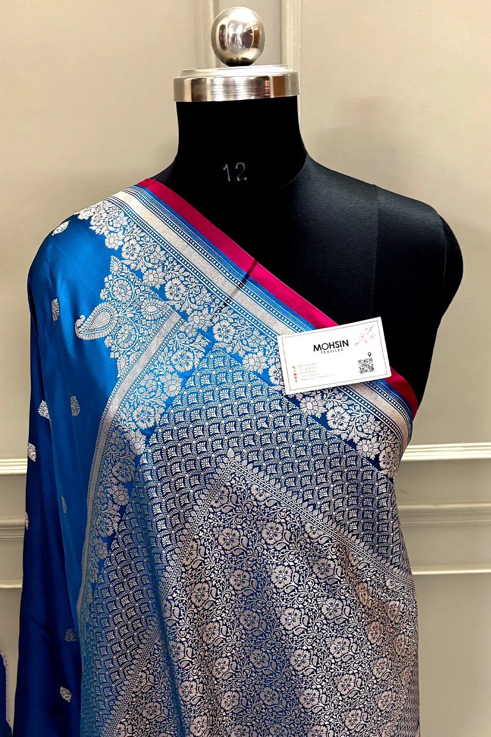 Blue Zari Katan Mashru Silk Banarasi Saree