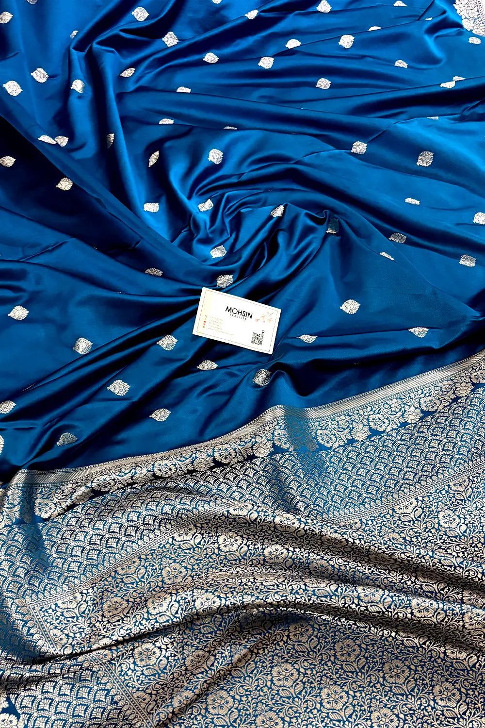Blue Zari Katan Mashru Silk Banarasi Saree